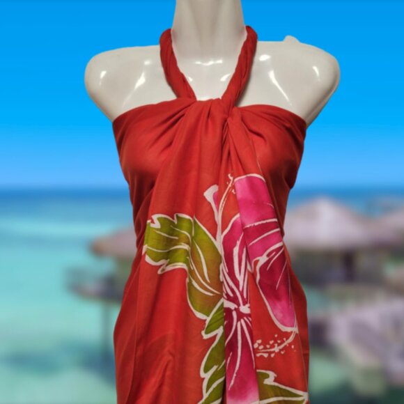 Womens Sarong Cotton Wrap, Handpainted Batik Wrapskirt Beach Pareo Beachwear-NEW - Picture 12 of 13